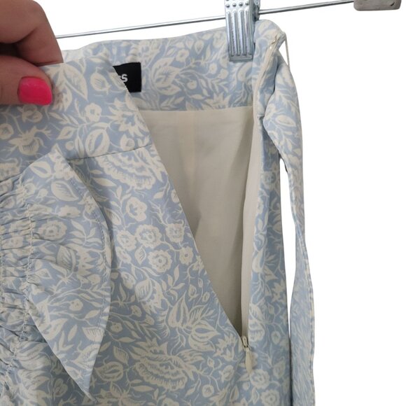 Express Floral Ruffle Faux Wrap Skirt Bow Tie Waist Size 00 Light Blue NWT - Picture 8 of 9